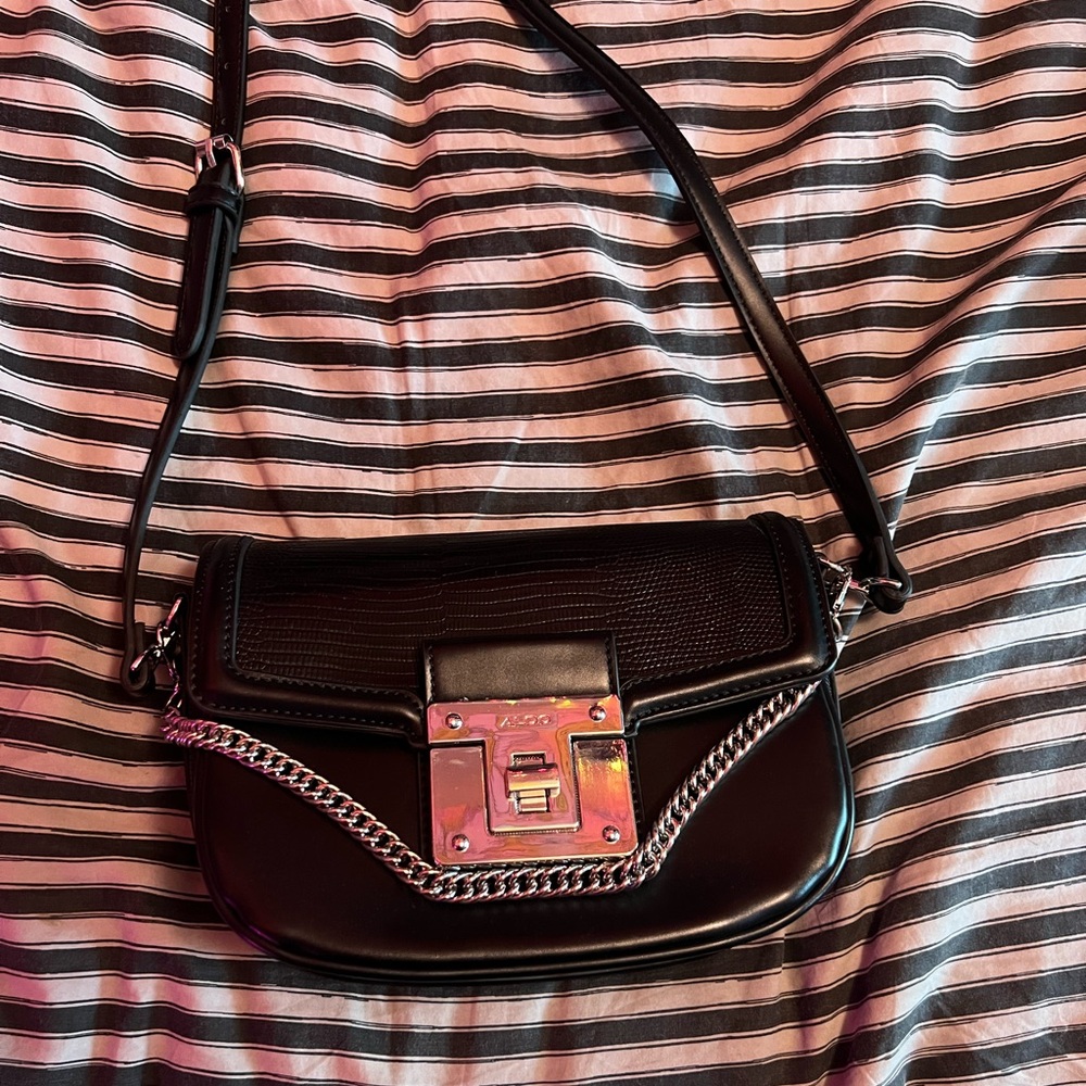 Aldo Saddle Crossbody Purse with Chain